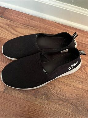 adidas Black Slip-On Knit Sneakers with White Soles